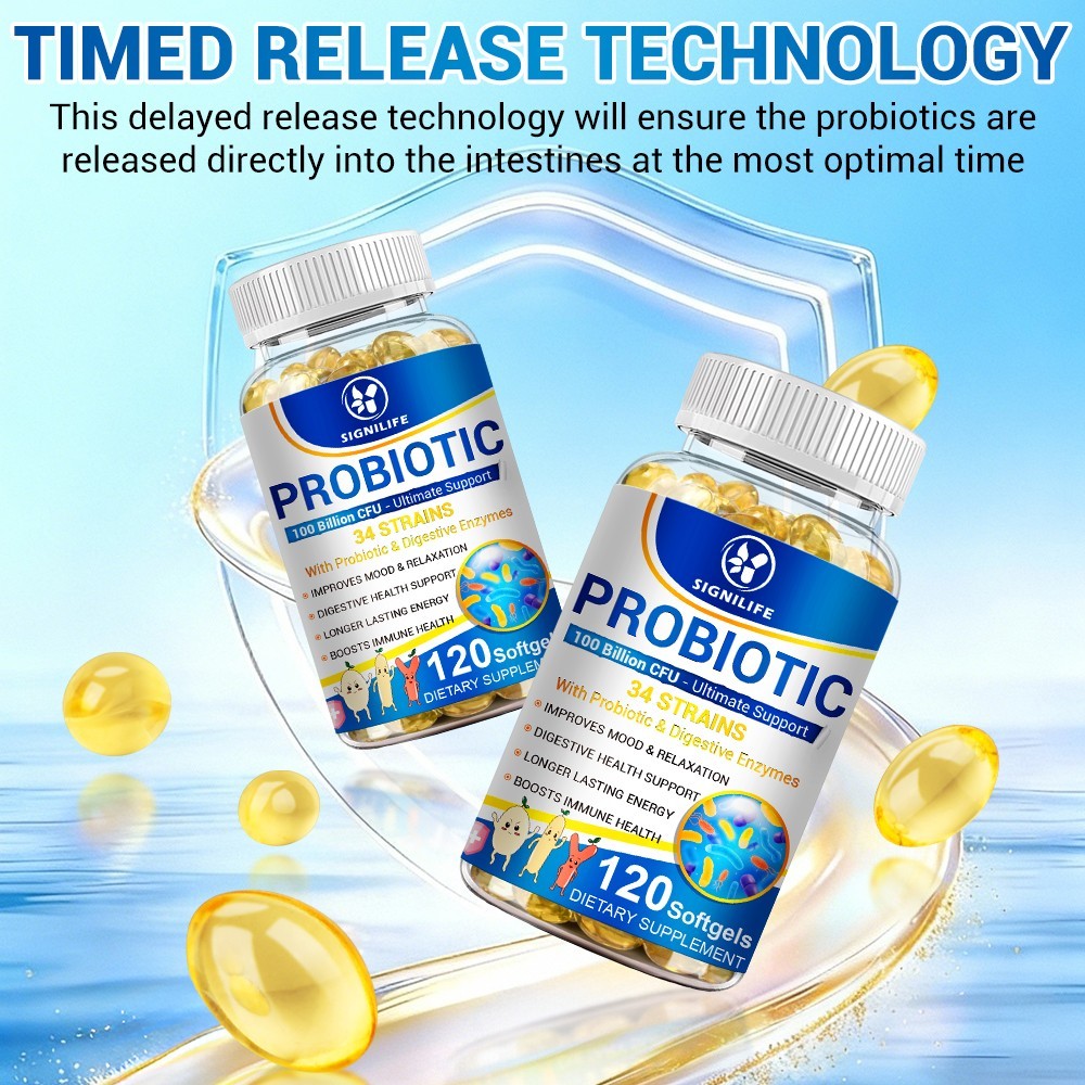 2 Packs 120 Caps Probiotics 100B CFU for Digestive & Immune System Support