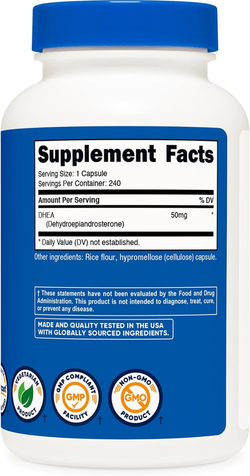DHEA 50Mg, 240 Capsules – Gluten Free, Soy Free, Non-Gmo, Supplement
