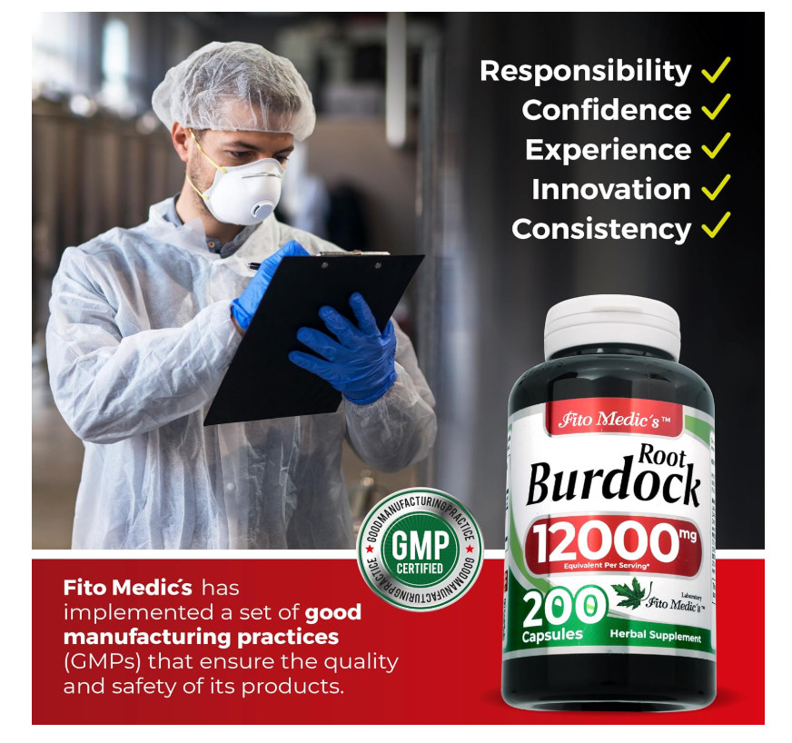 Organic Burdock Root 12000mg High Absorption Joint Skin Detox 200 Veg Capsules