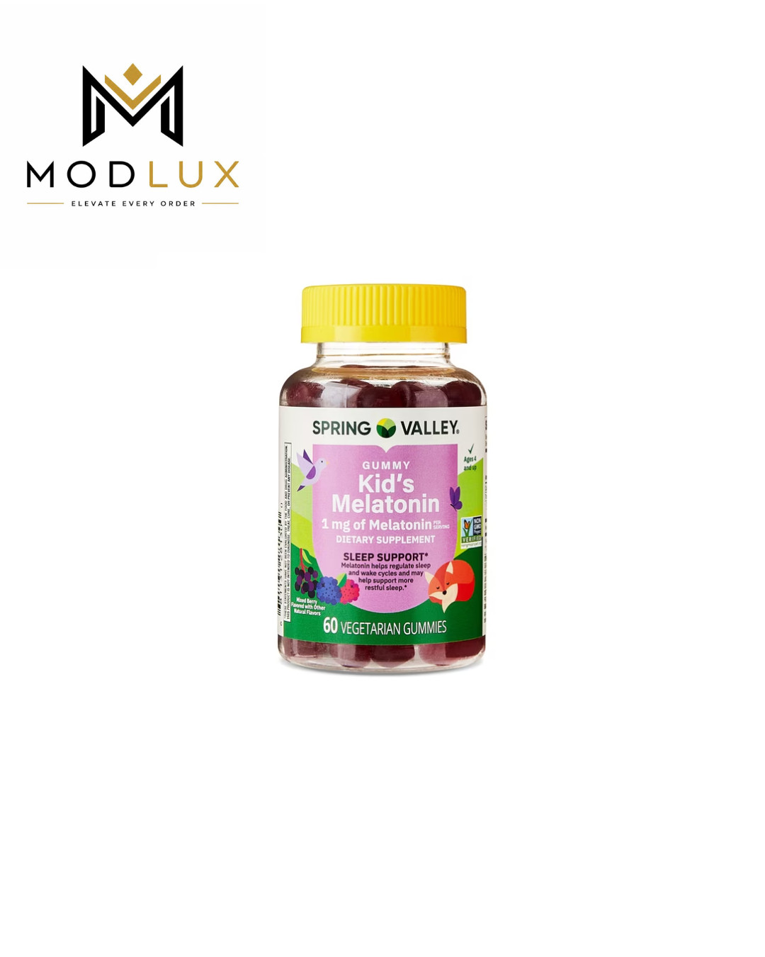 Spring Valley Kids Melatonin Gummies Raspberry 1 mg 60 Count