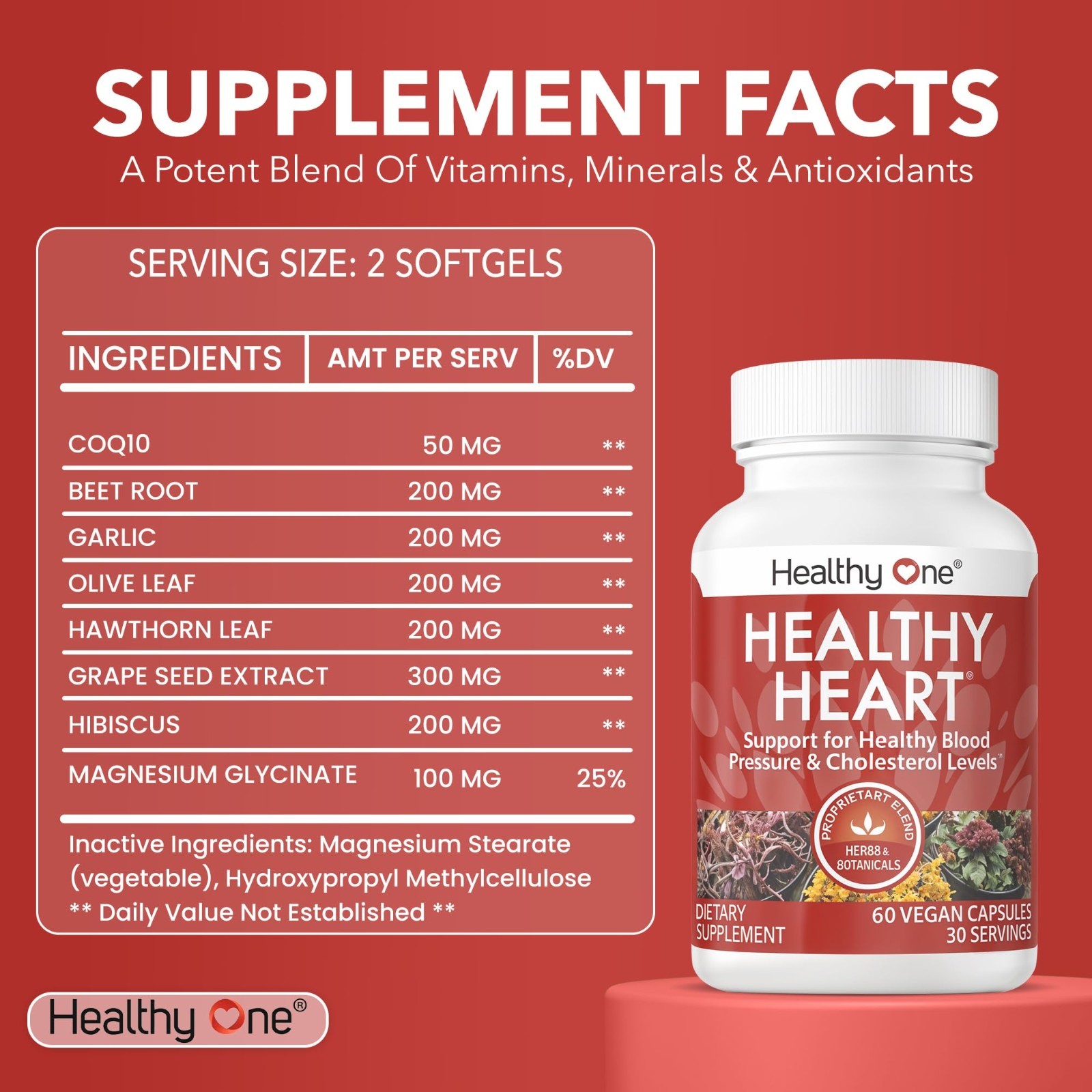 Healthy Heart Supplement – Cholesterol Support, Circulation & Blood Pressure – 1