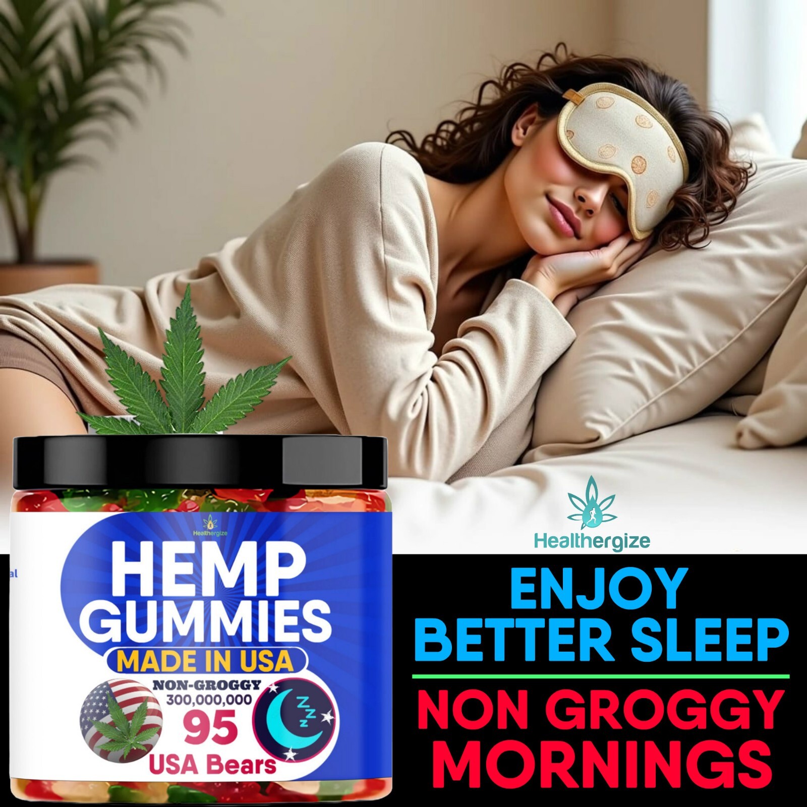 Sleep Gummy Bears-Premium Gummies-Happy,Calm, Stress, Relax, Anxiety-Made In USA