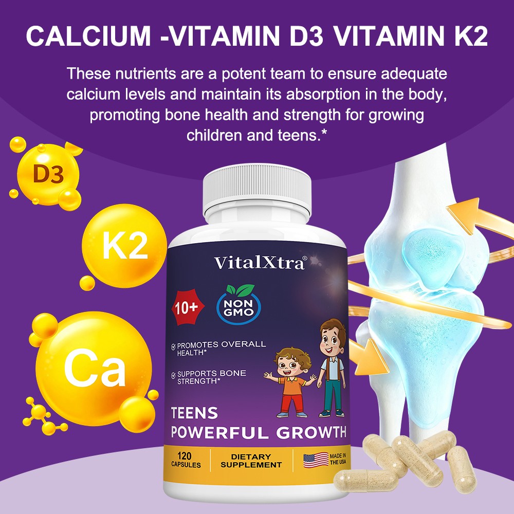 Premium Growth Enhancer For Kids 10+ & Adults Bone Health &Strength 120 Capsules