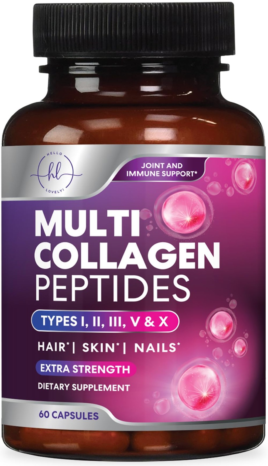 Multi Collagen Peptides – Hydrolyzed Collagen Types I, II, III, V, X – Best H…