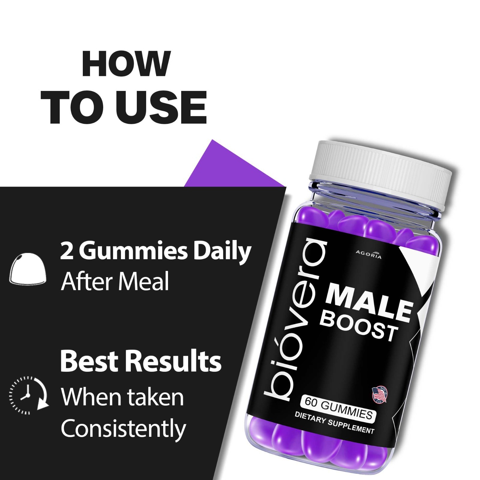 ( 3 Pack )BioVera Male Boost Gummies, Naturally Flavored, Bio Vera Boost Gummies