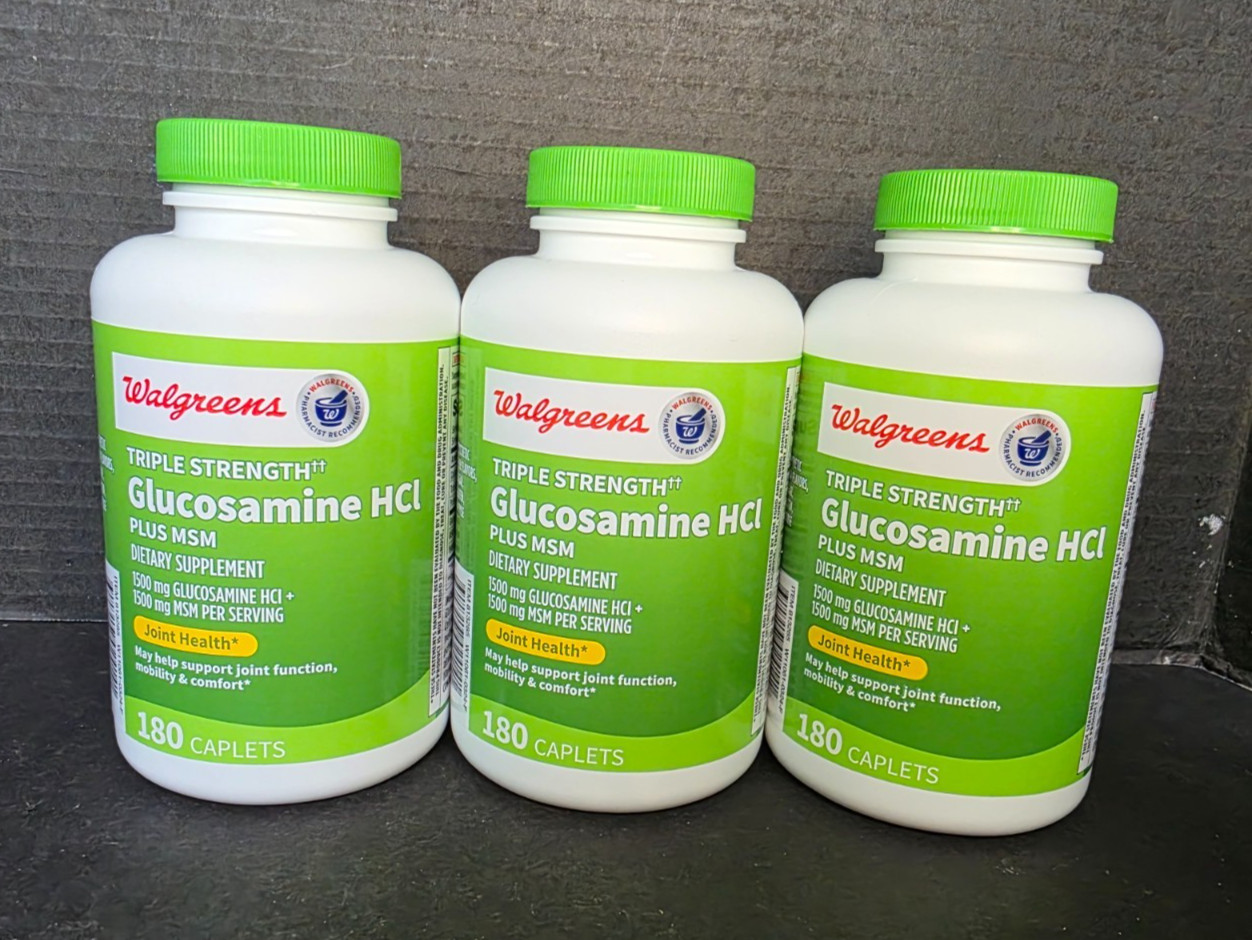 6x Walgreens Triple Strength Glucosamine HCI+MSM 180 Joint Health Caplets *8/25*