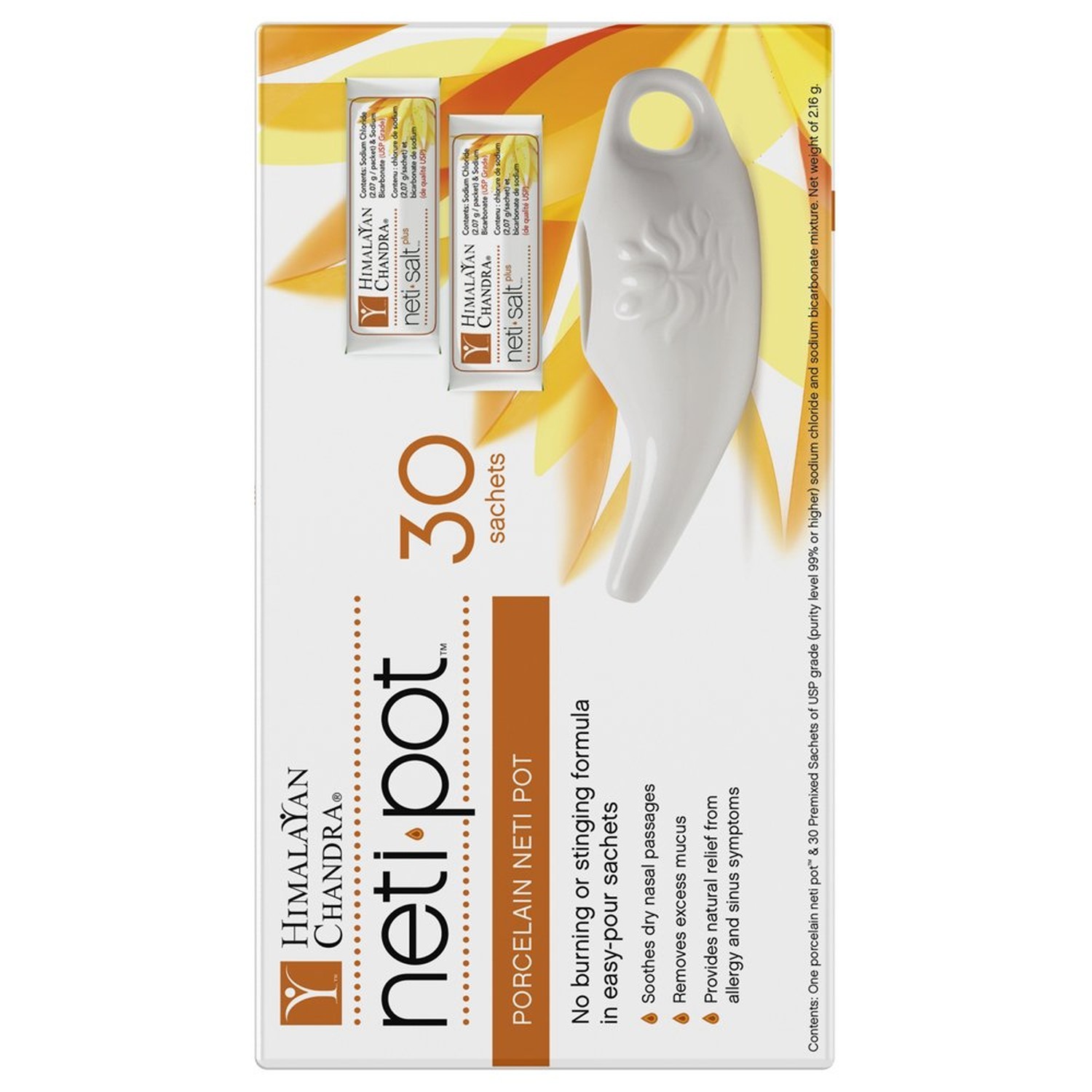 Himalayan Chandra Porcelain Neti Pot with 30 Sachets