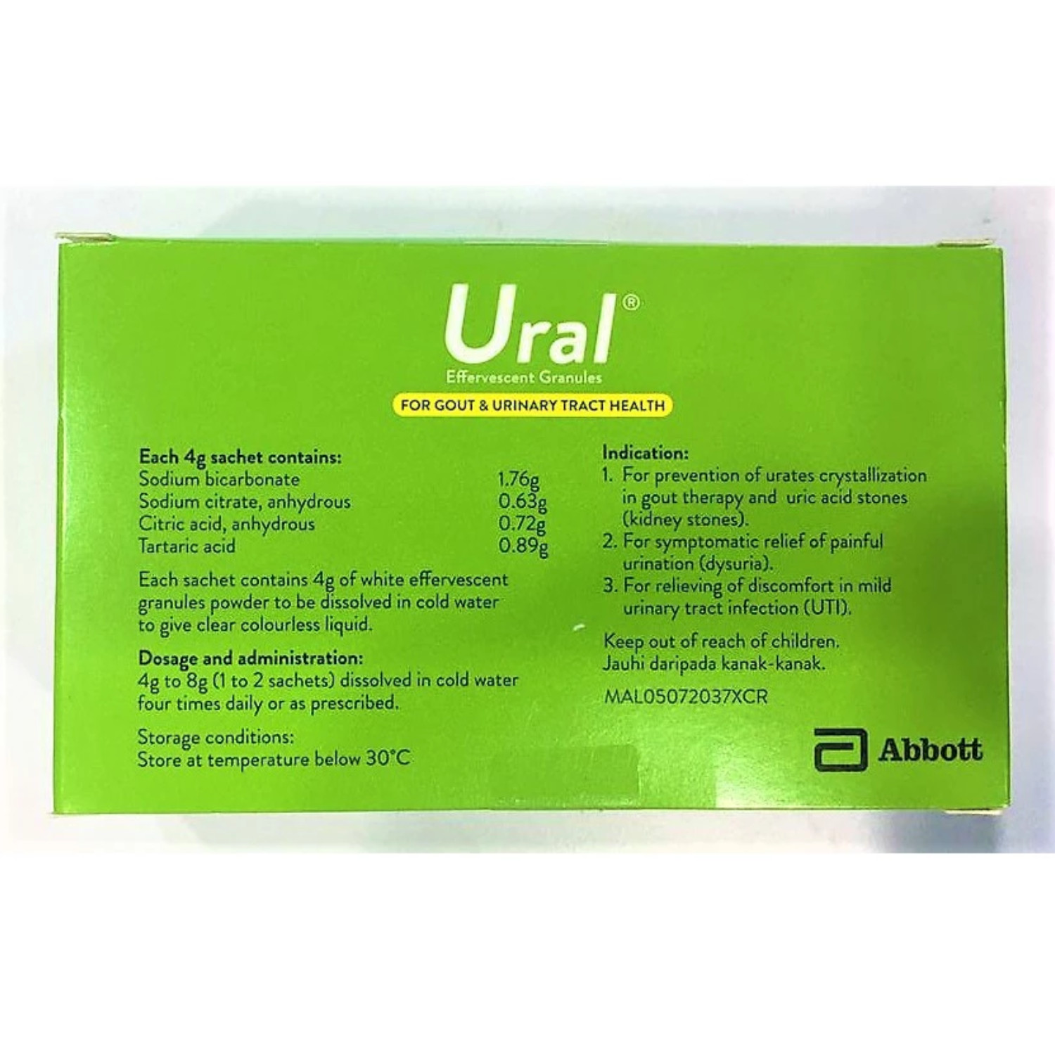6X Abbott Ural Effervescent Granules Urine Alkalinizer 4g x 28 sachets FAST SHIP