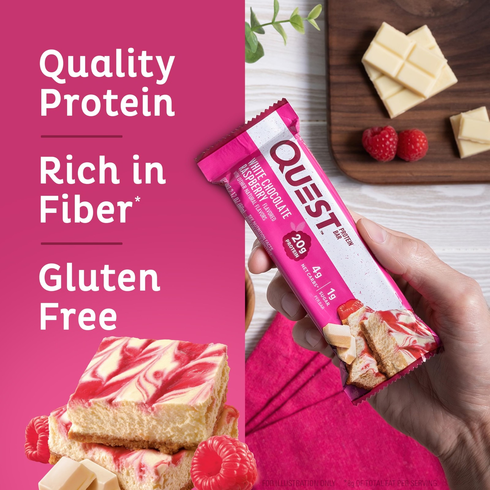 Quest Nutrition Crispy Blueberry Cobbler Hero Protein Bar, 16g Protein, 1g Su…