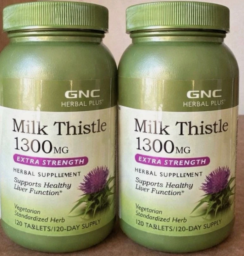 2 X GNC Herbal Plus Milk Thistle 1300mg 120ct EXP09/27