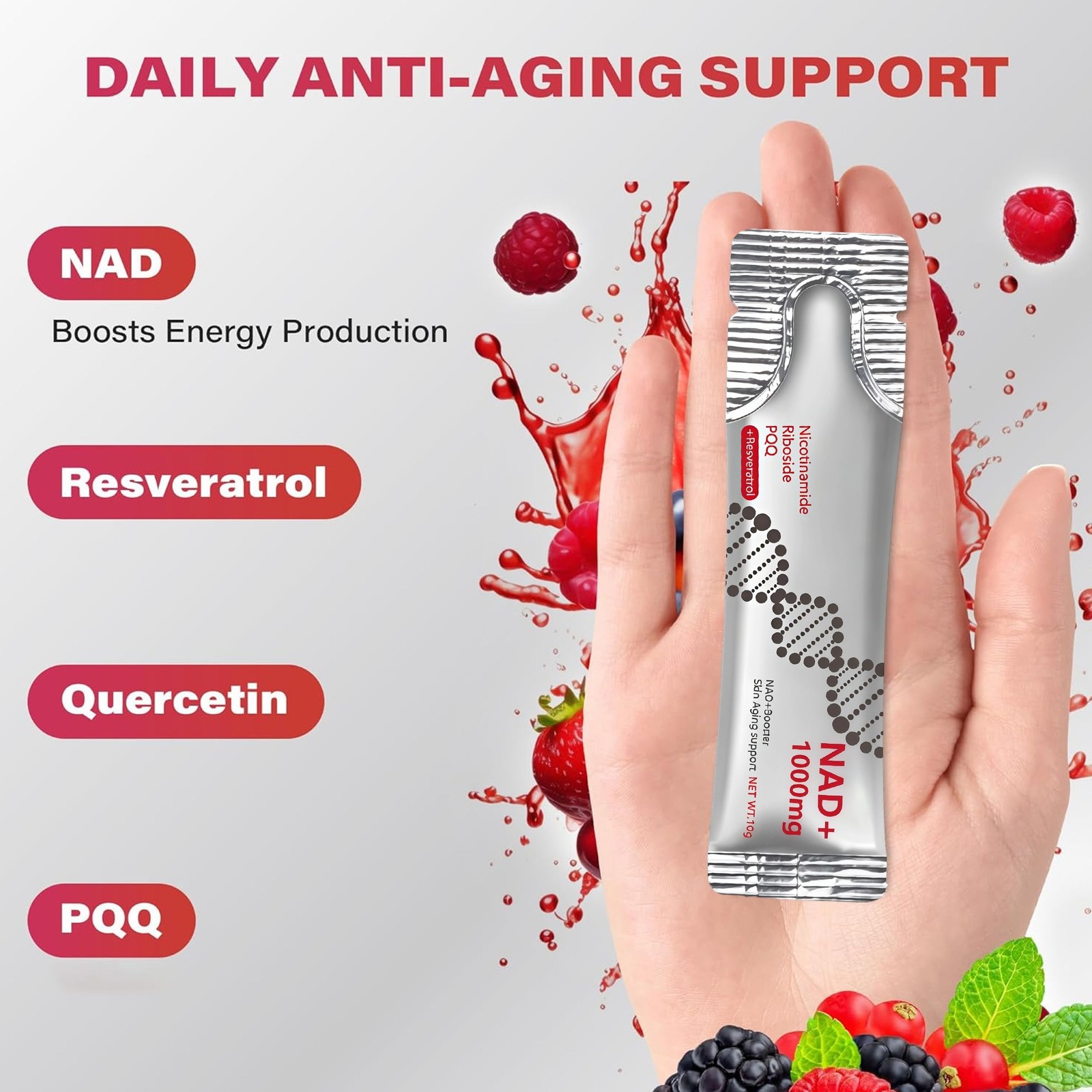 NAD+ 1000mg Nicotinamide Riboside & Resveratrol 60 packets SEALED EXP 11/28