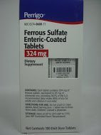 Ferrous Sulfate 324mg Enteric Coated Tablets Mineral Supplement 100 Count