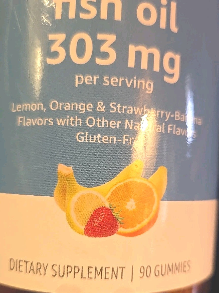 Basics Fish Oil 303 mg, Lemon, Orange & Strawberry-Banana flavors, 90 Gummies (2