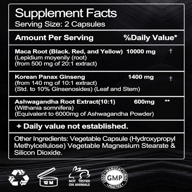MACA Male Enhancement Bigger Thicker Stronger Sex Pills Boost for man 120 Caps