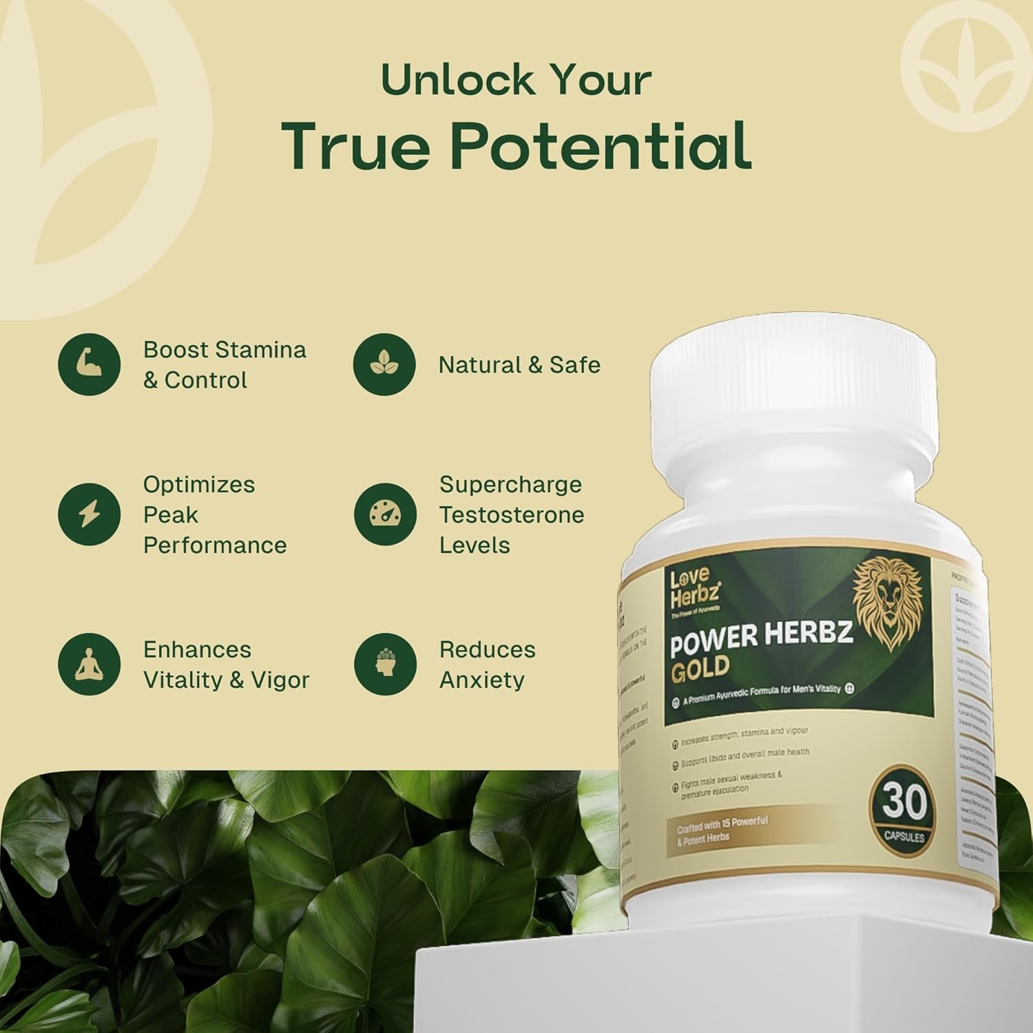 Power Herbz Gold Gokshura Tablets for Men 100% Ayurvedic 30 Caps