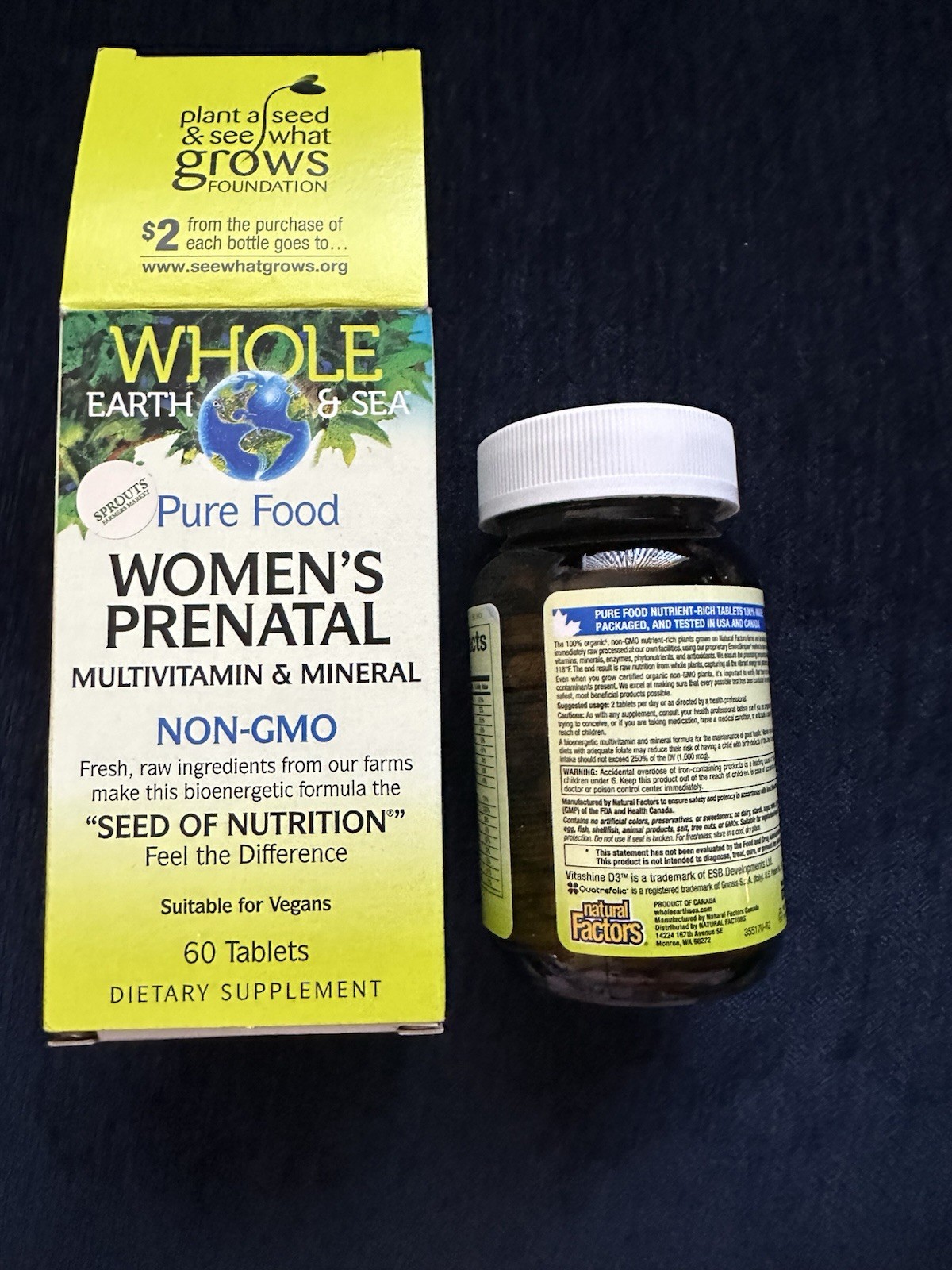 NEW Whole Earth & Sea Natural Factors Women Prenatal Multivitamin & Minerals 60
