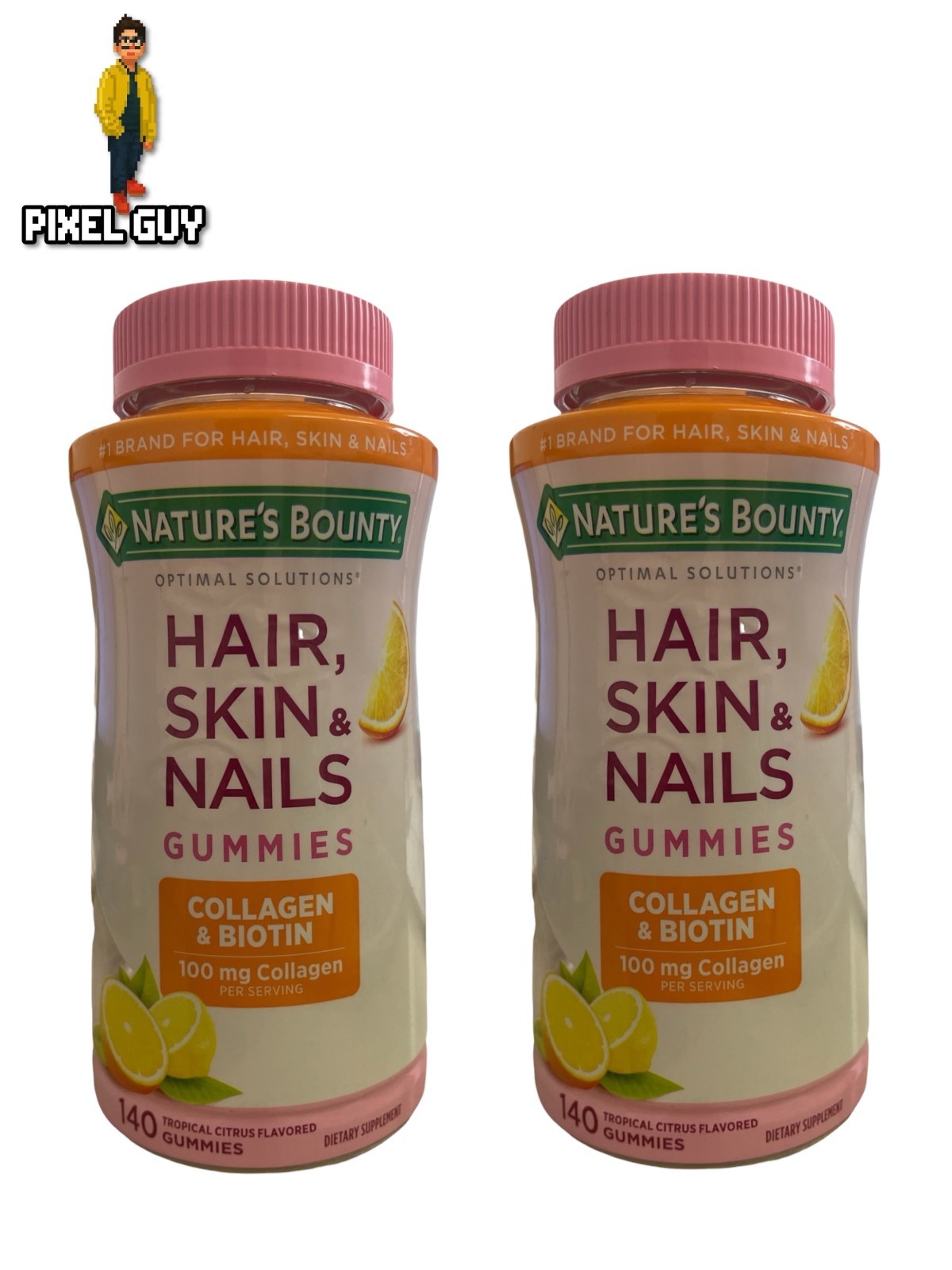 Lot of 2 Nature’s Bounty Hair Skin & Nails with Biotin & Collagen 140 count Each