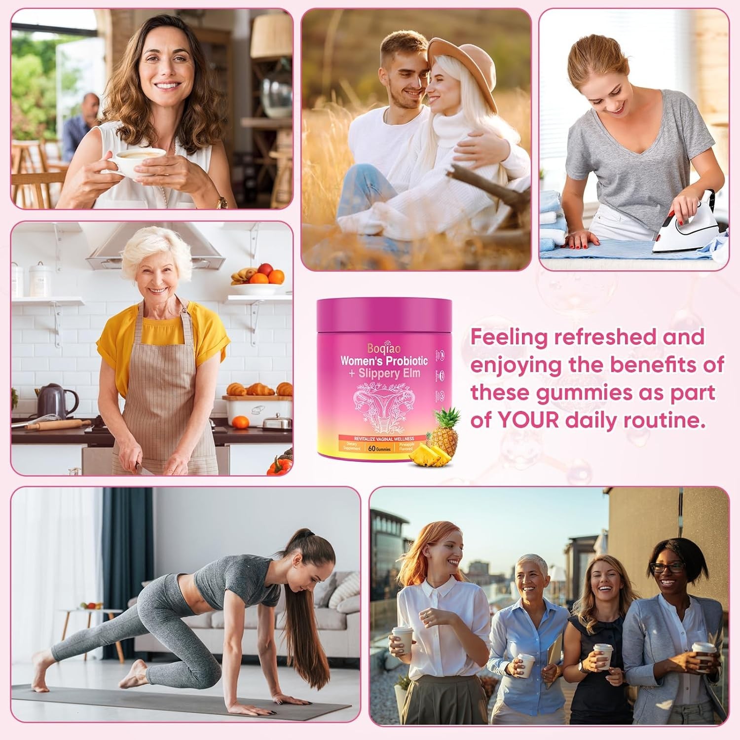Probiotic Gummies with Slippery Elm Supports Flora Women ph Balance | Pineapple