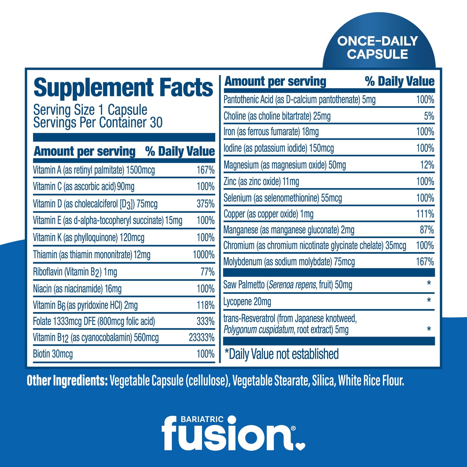 One Per Day Bariatric Multivitamin with Iron for Men | with Prostate and Hear…