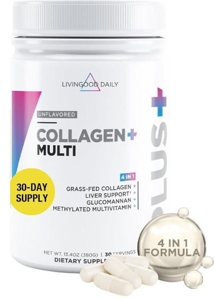 Livingood Daily Collagen Powder for Women & Men, Unflavored, 30 Servings