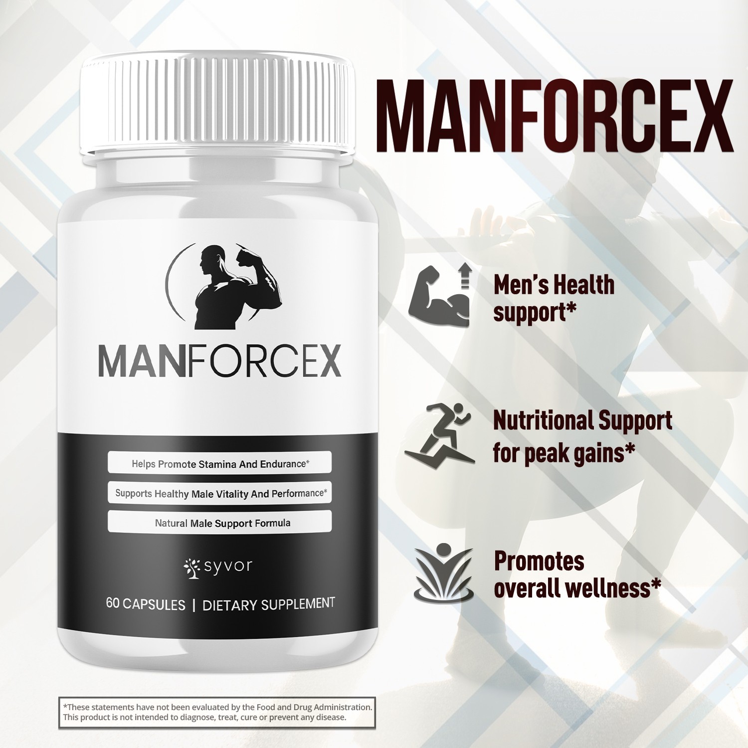 (1 Pack) Manforcex Advanced Male Pills Man Force X Vitamin Supplement 60 Caps