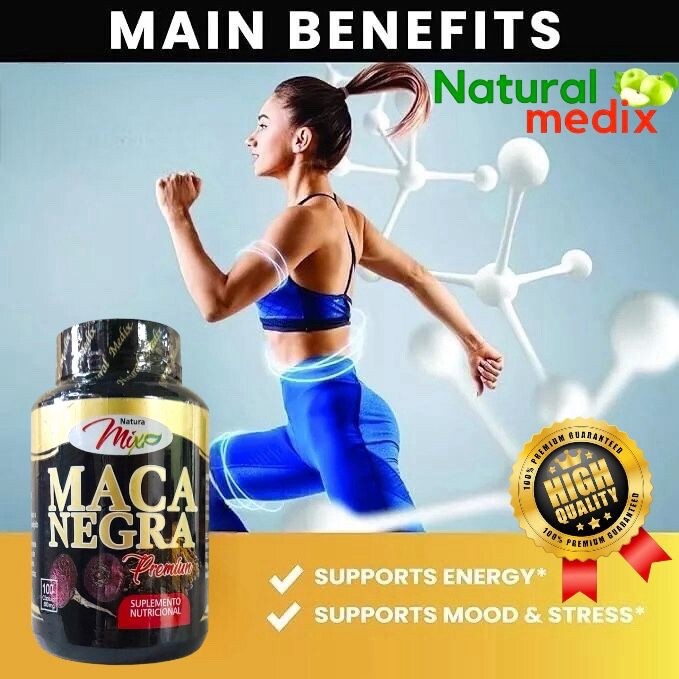 Black Maca 500mg Premium High Strength Peruvian / Maca Negra 100 Caps