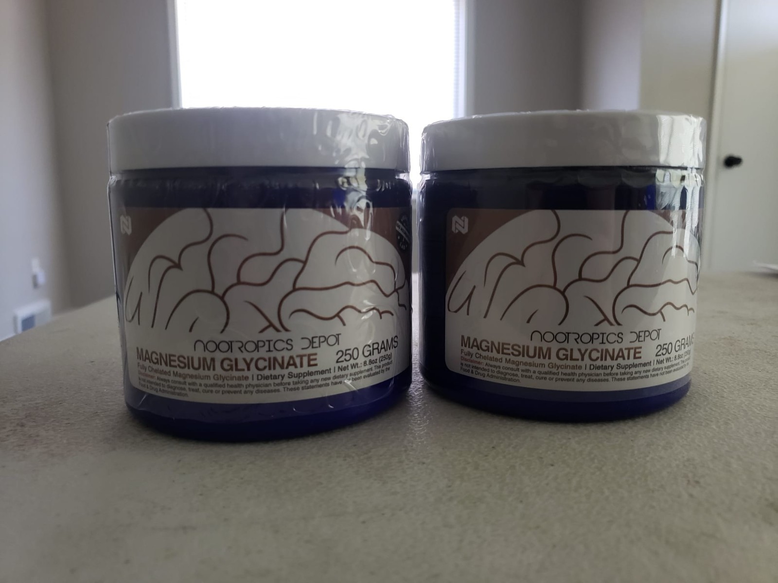 Nootropics Depot Pure Magnesium Glycinate NO FILLERS 250 Grams PACK OF 2