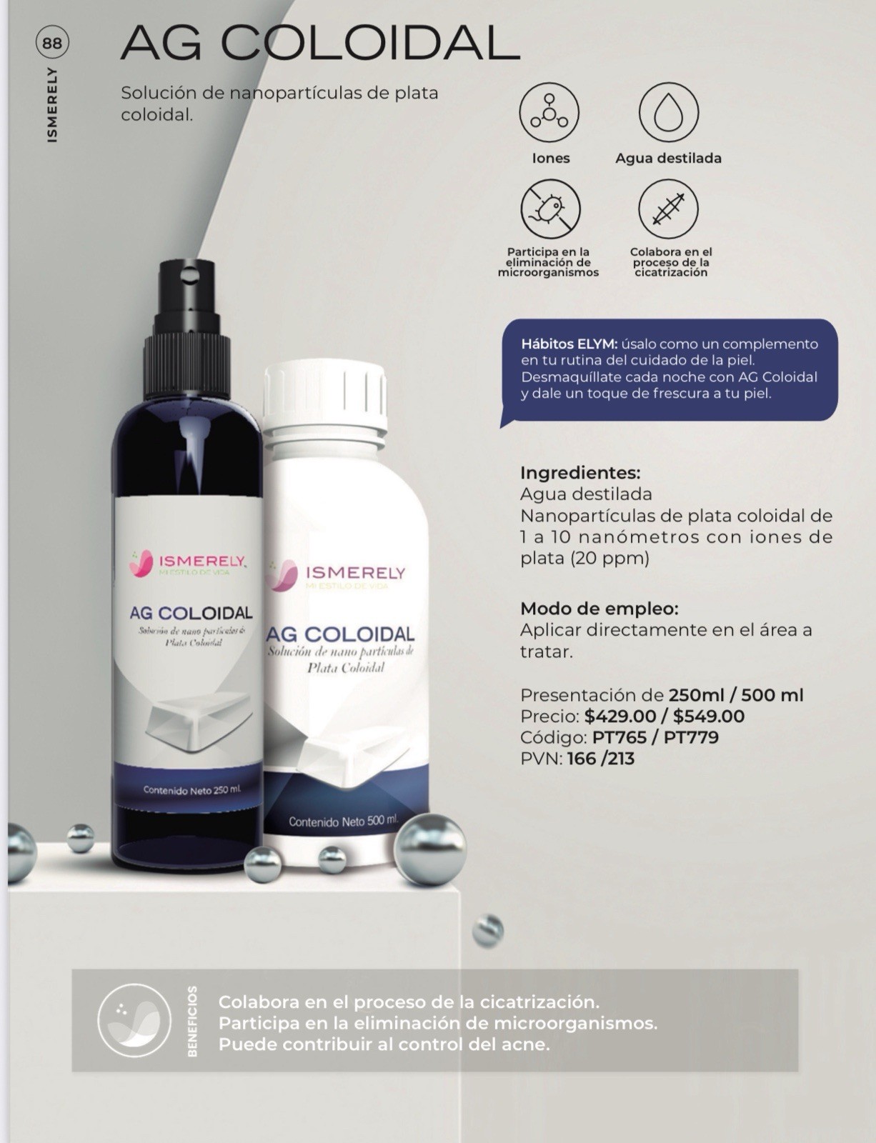 Ismerely Agua Coloidal 500ml antibiotico natural disminuye la inflamación