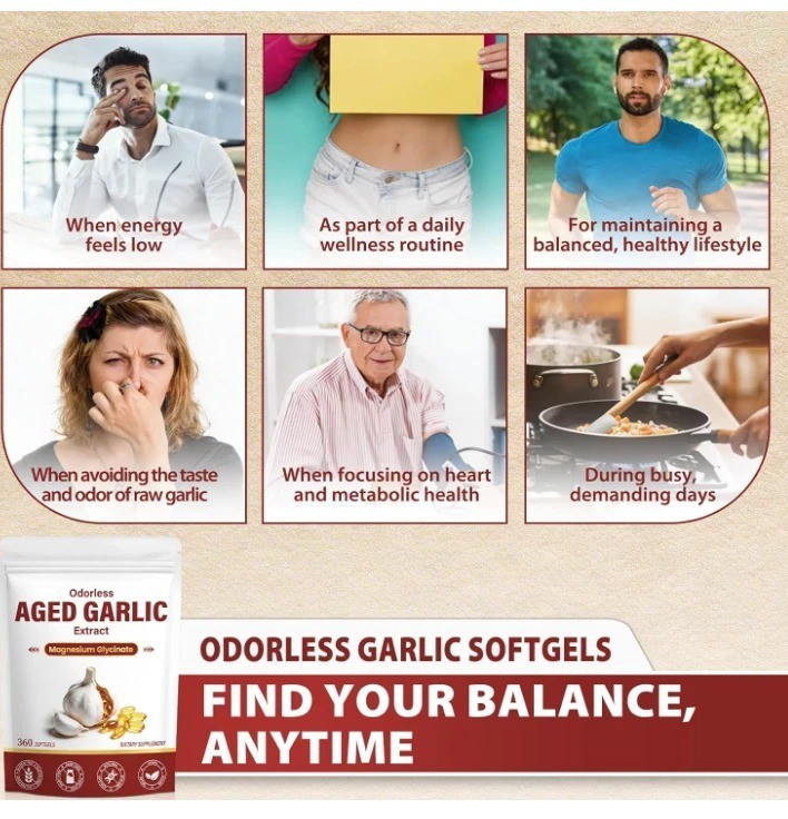 Odorless Aged Garlic Extract Capsules, 2-Year Aged Garlic with Magnesium