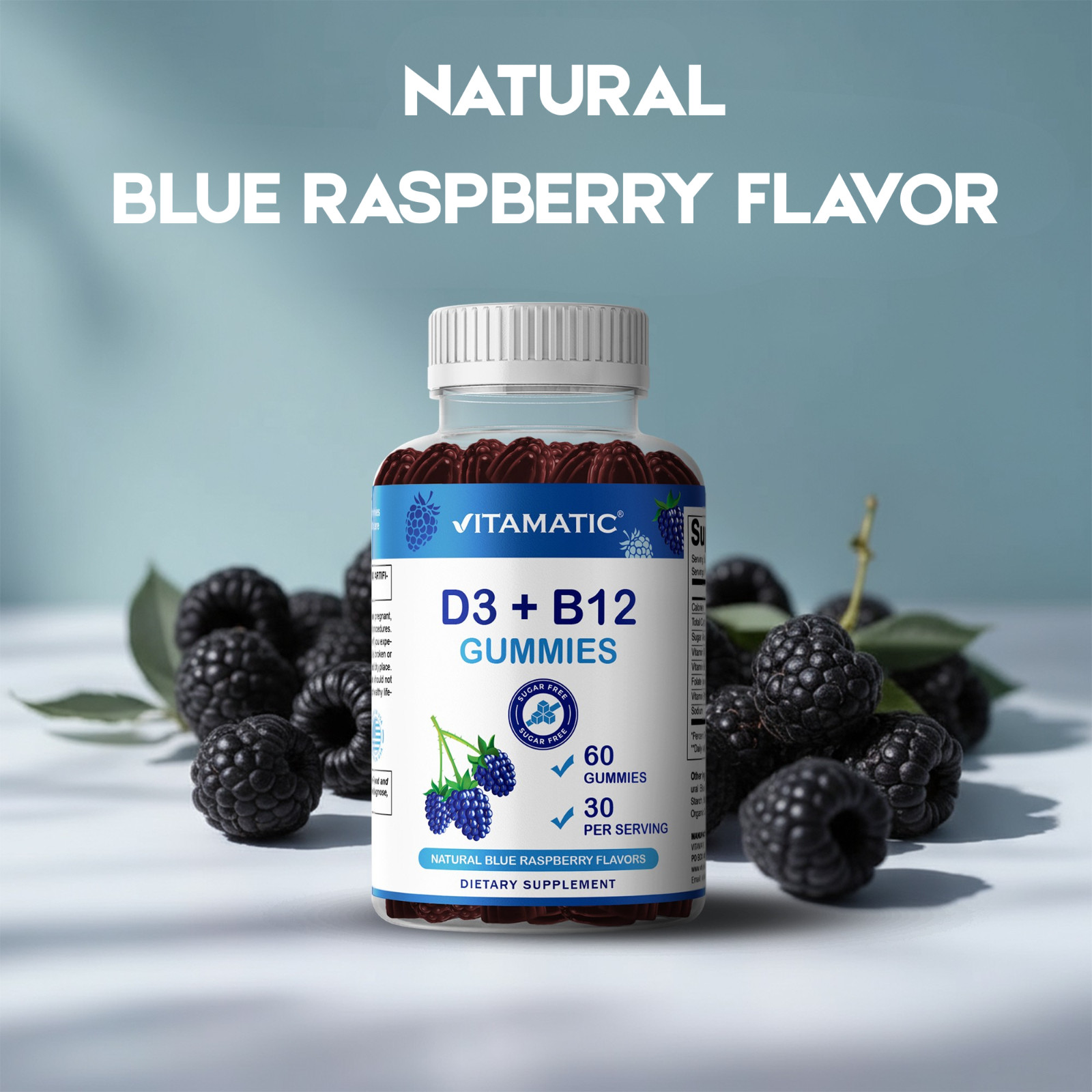 Vitamatic Vitamin D3 + B12 Gummies Made with Folate & Vitamin B6 – 60 Gummies
