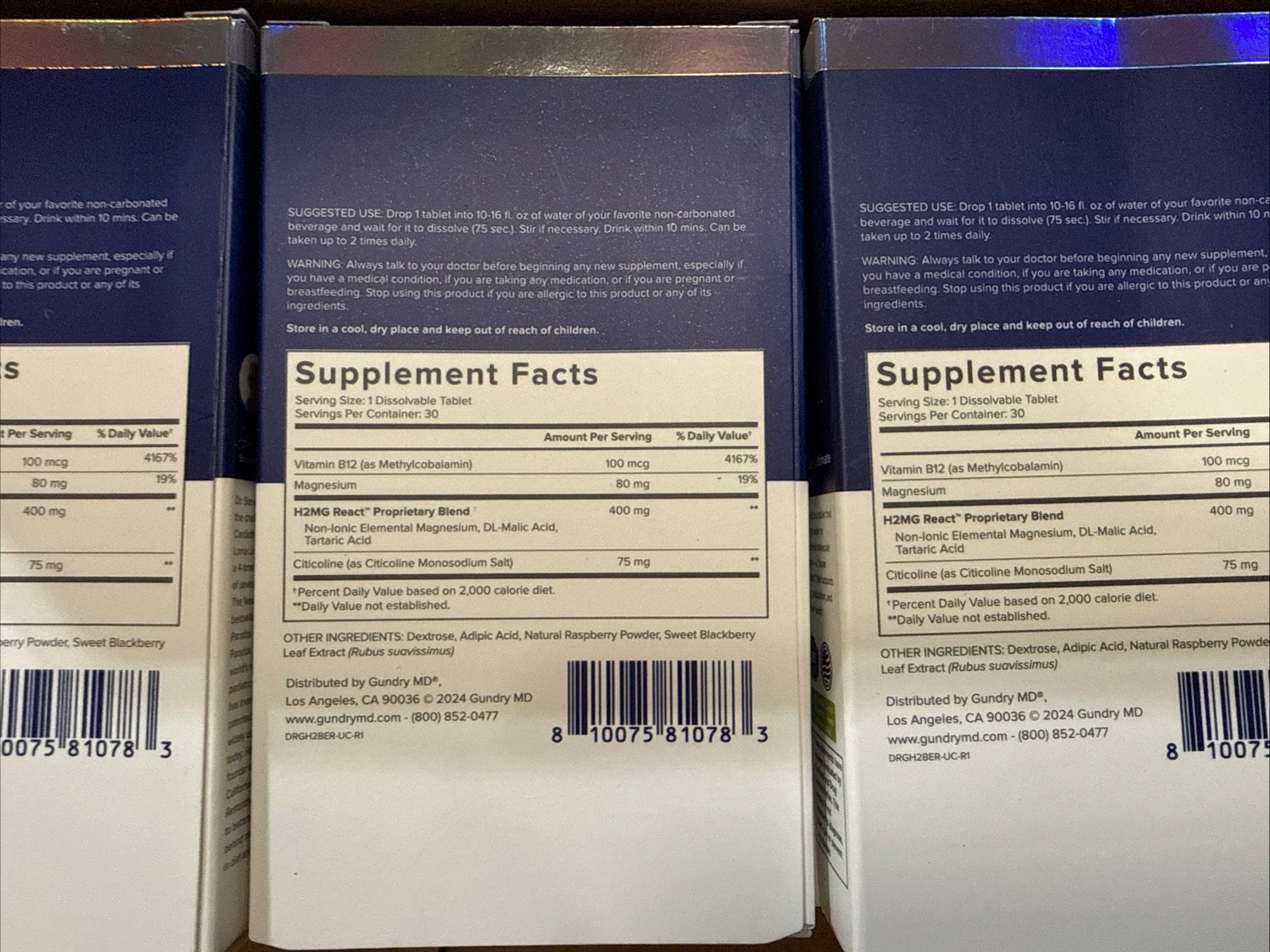 Authentic Gundry MD Ultimate H2 30 Dissolvable Tablets B12 & Magnesium.