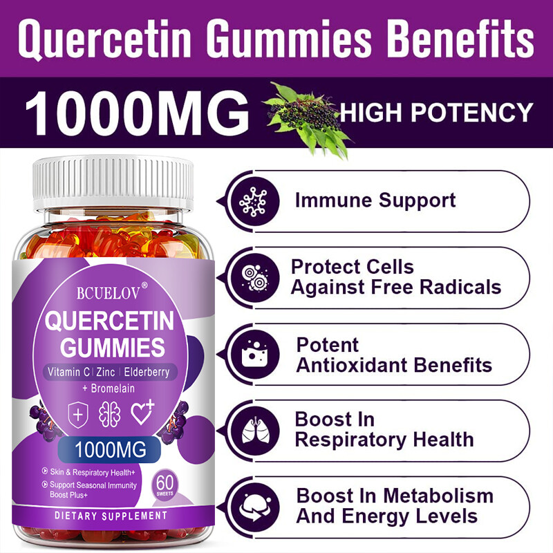 Quercetin Gummies 1000mg with Bromelain Vitamin C Zinc & Elderberry