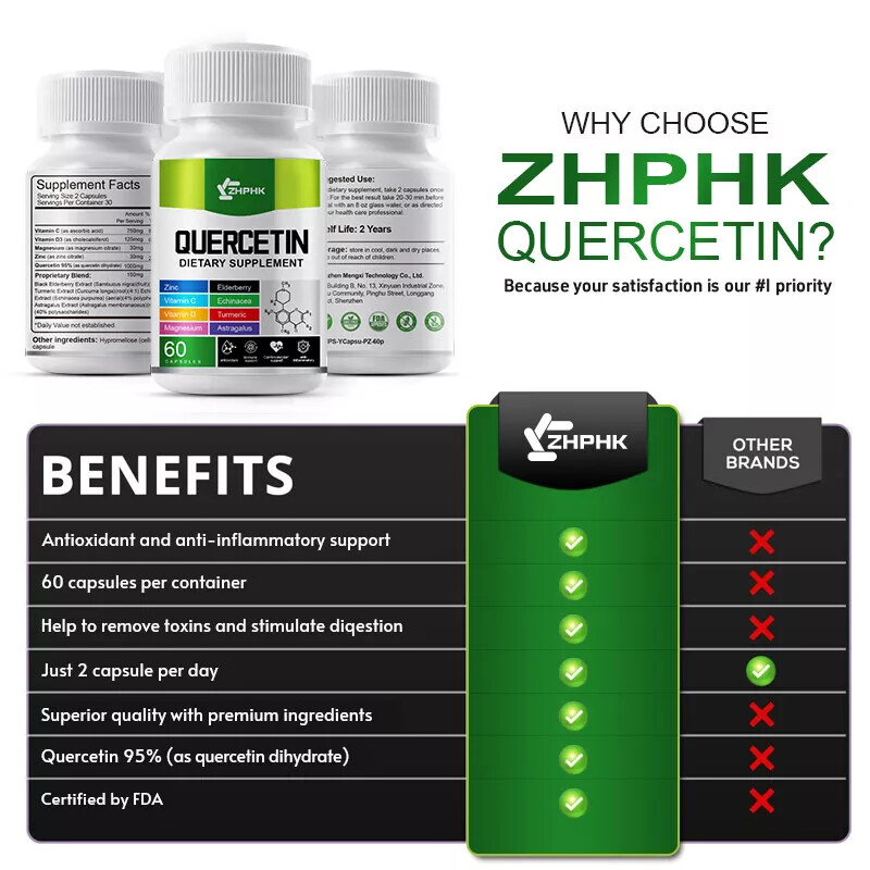 Quercetin 1000mg Vegan Capsules 95% Genuine Extract Strong 9 in 1 Supplements