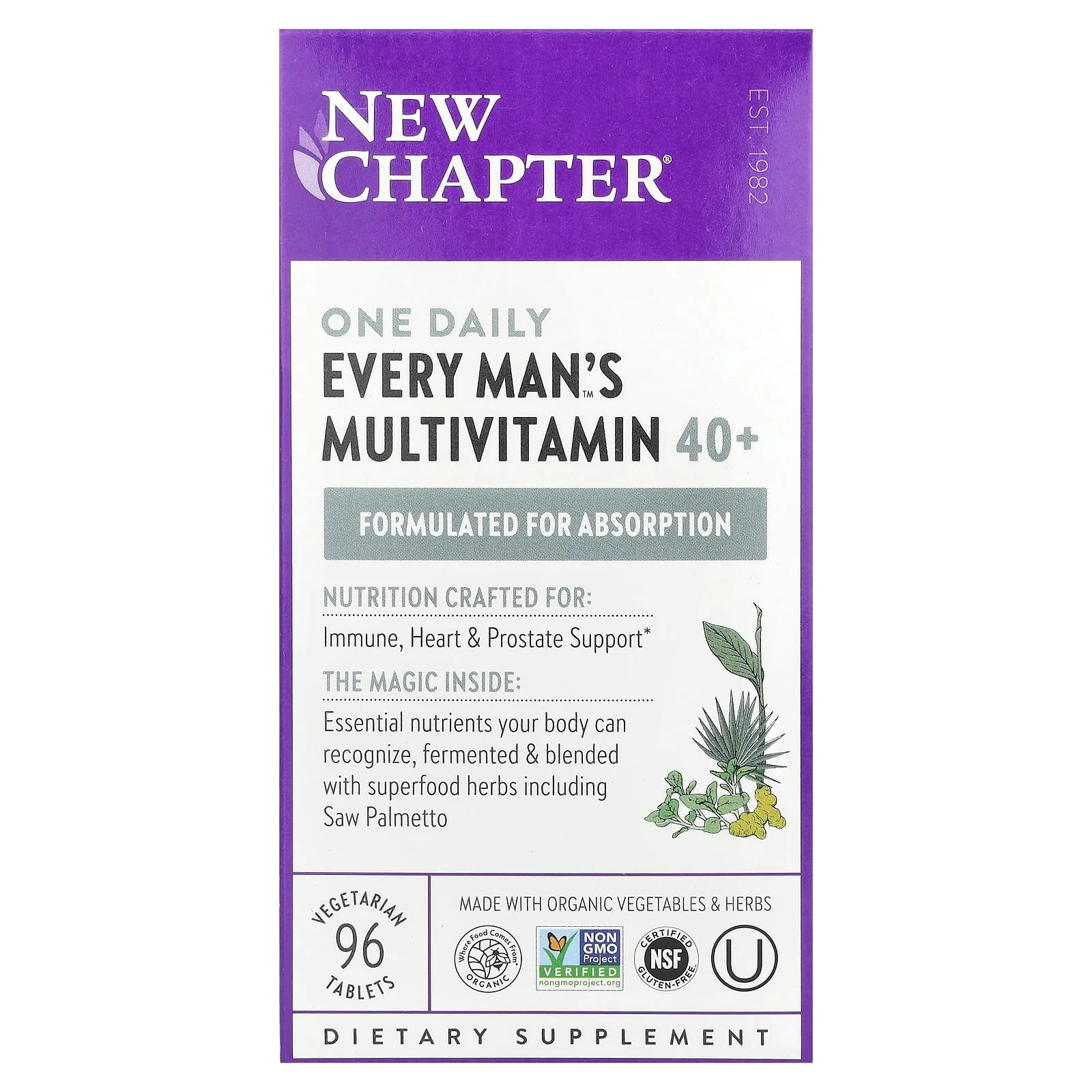 2 X New Chapter, One Daily Every Man’s� Multivitamin 40+, 96 Vegetarian Tablets
