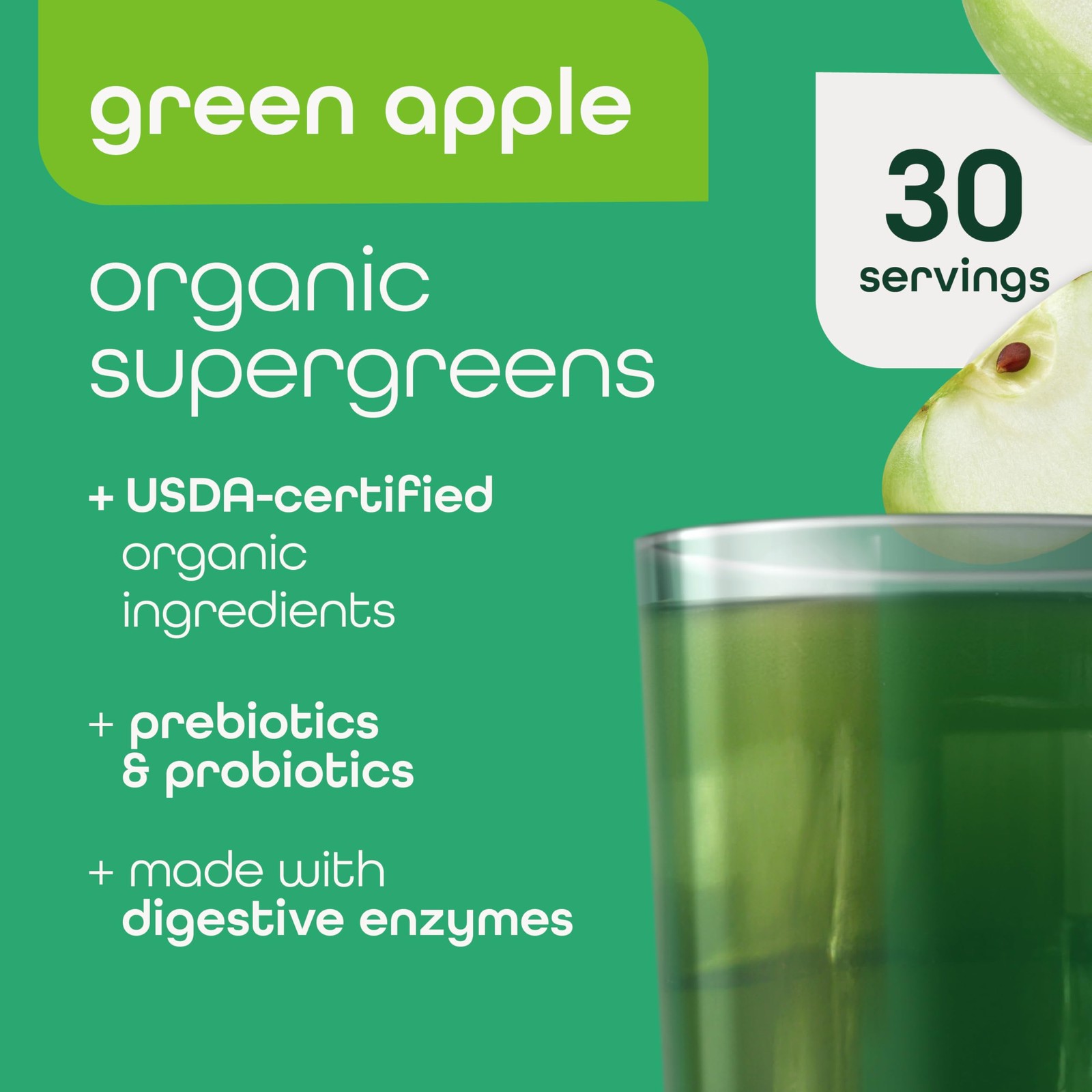 Organic Super Greens Powder, 70+ Superfoods, 0 Sugar, 3G Fiber, Spirulina, Ch…