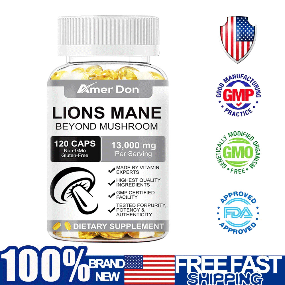 Mushroom Complex Supplement Capsules Mushrooms Lions Mane, Reishi, Turkey Tail