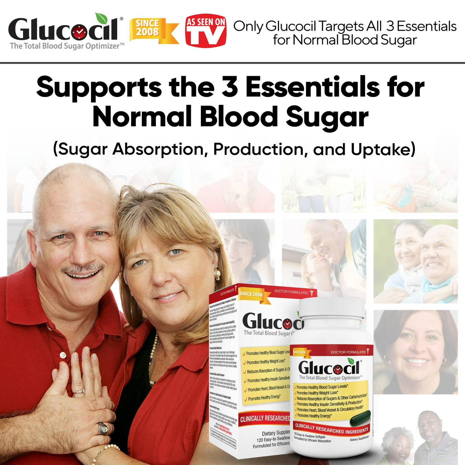 Glucocil 30-Day Supply 120CT, Premium Blood Sugar Support, 2+ Million Sold