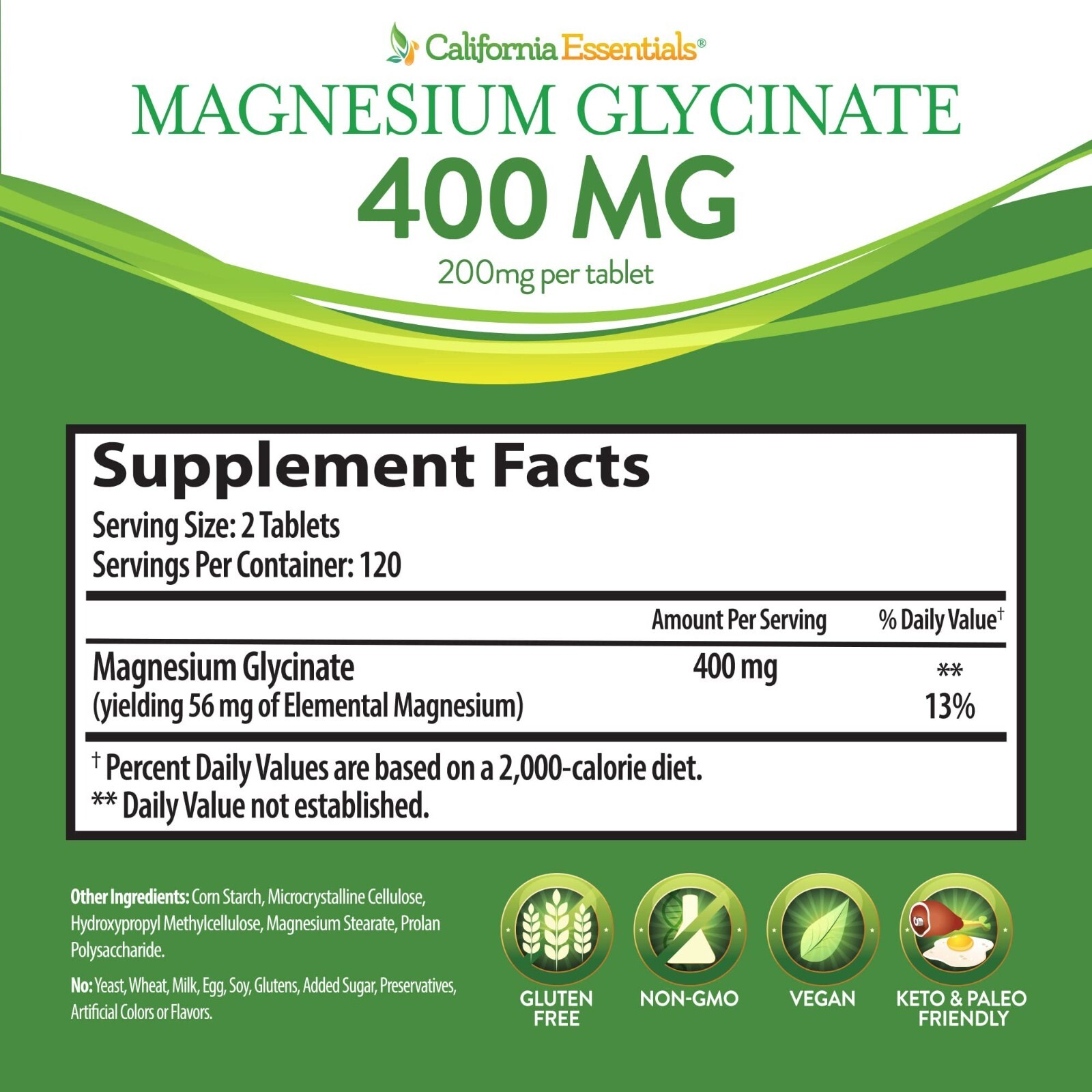 California Essentials Magnesium Glycinate 400 – 240 Tablets – Free Shipping
