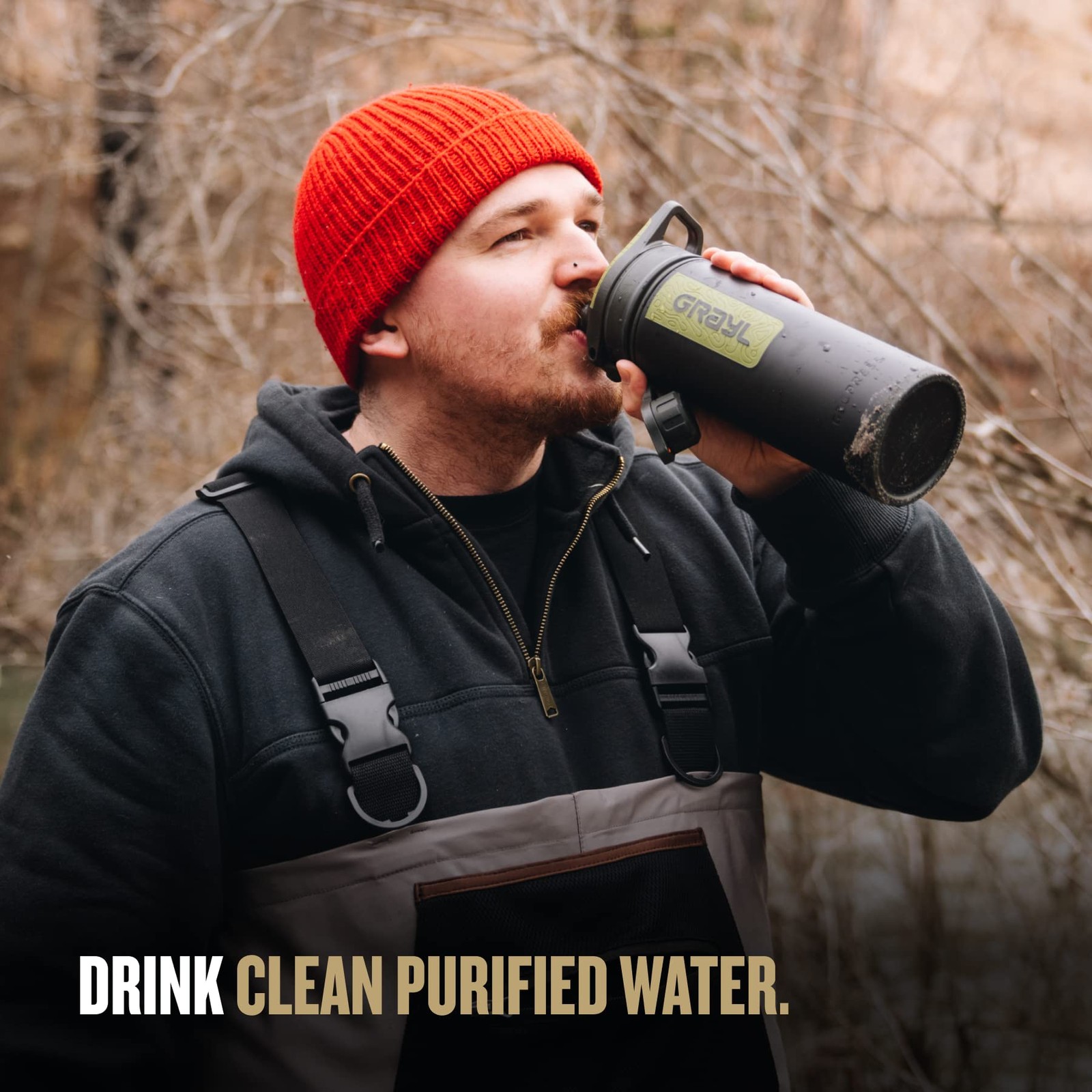 GRAYL GeoPress 24 oz Water Purifier Bottle – Filter for Hiking, Black Camo