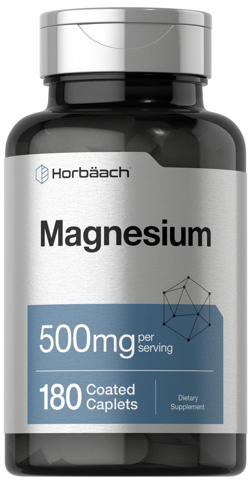 Horbäach Magnesium 500mg | 180 Caplets | Vegetarian, 180 Count (Pack of 1)