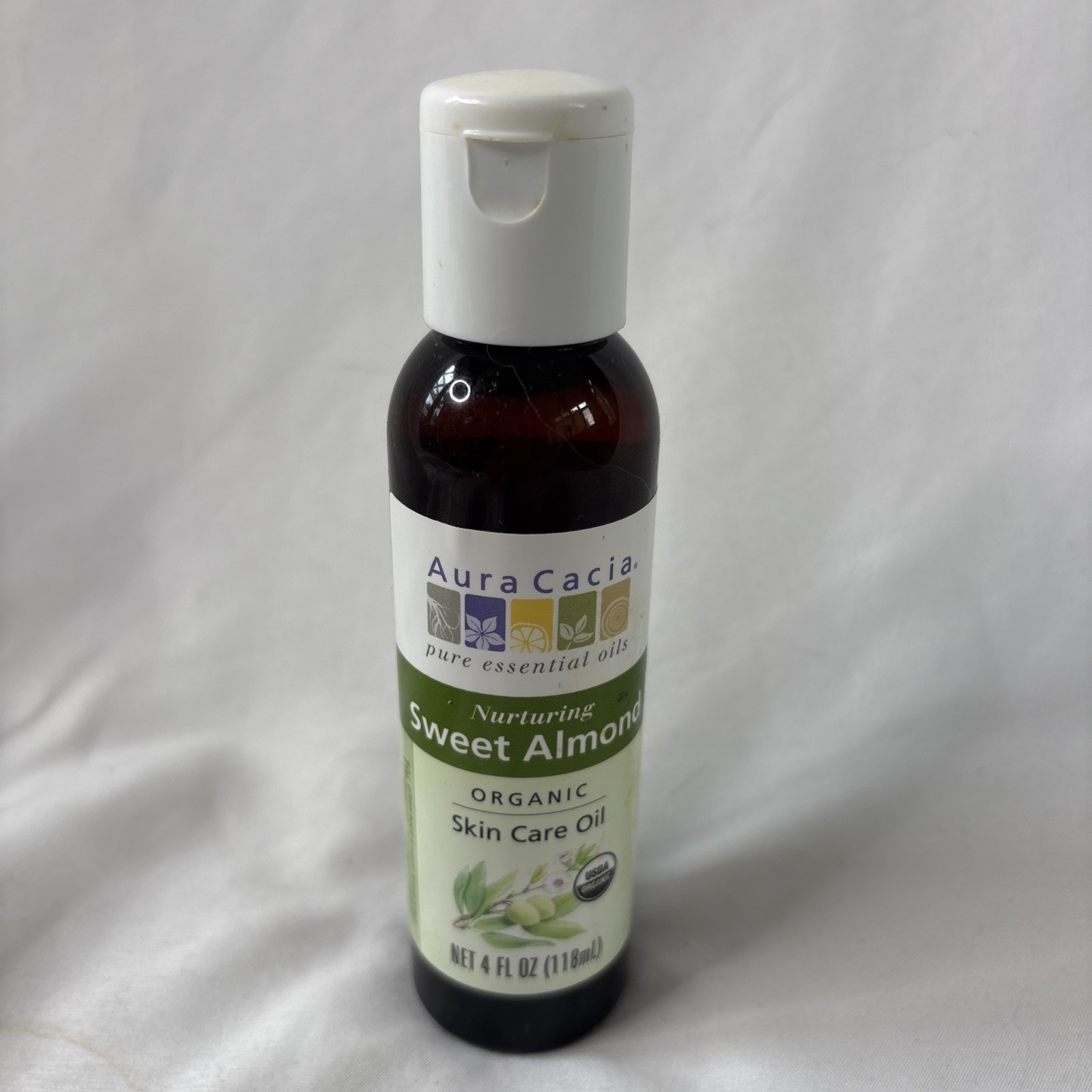 Aura Cacia Organic Skin Care Oil Sweet Almond Pure Essential Oils 4 oz SEALED