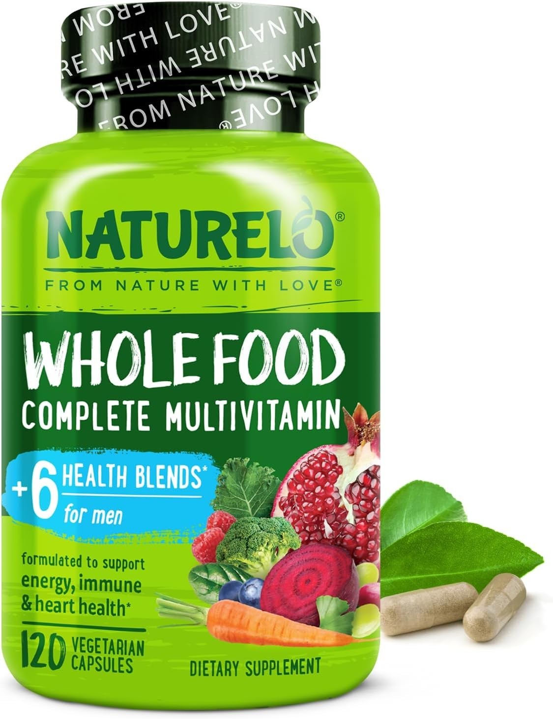 NATURELO Whole Food Multivitamin for Men – 120 Vegetarian Capsules