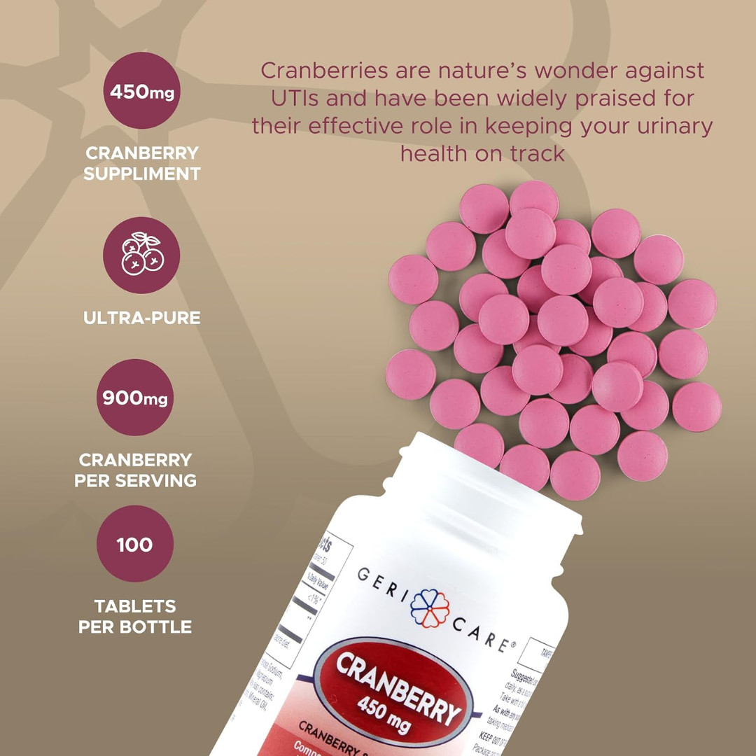 Geri-Care Cranberry 450 mg – 100 Tablets | Azo Cranberry (6 Pack) – 6-2027
