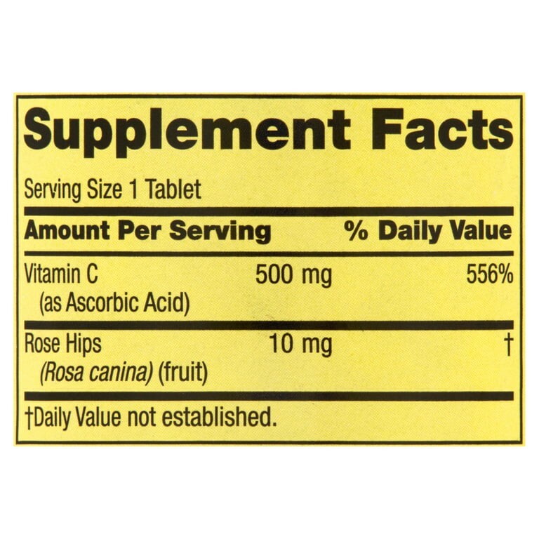 Spring Valley Vitamin C Supplement with Rose Hips, 500 mg, 250 count