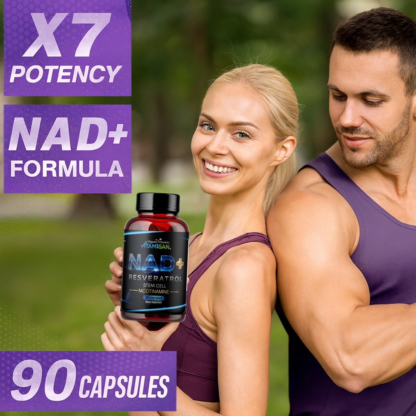 NAD+ Supplement for Anti-Aging Energy Focus & Nicotinamide Riboside Resveratrol