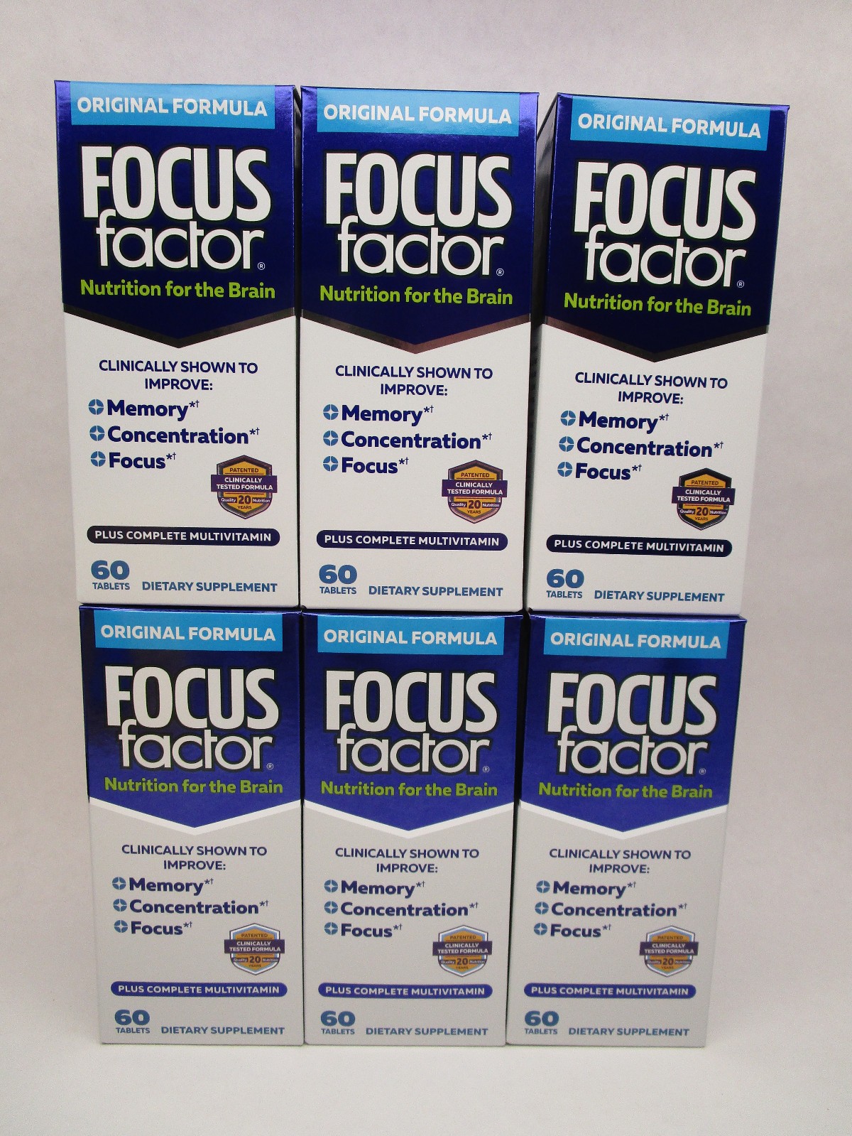 6 x Focus Factor Original Formula Multivitamin Brain Health 60 Count Bottle 2/28