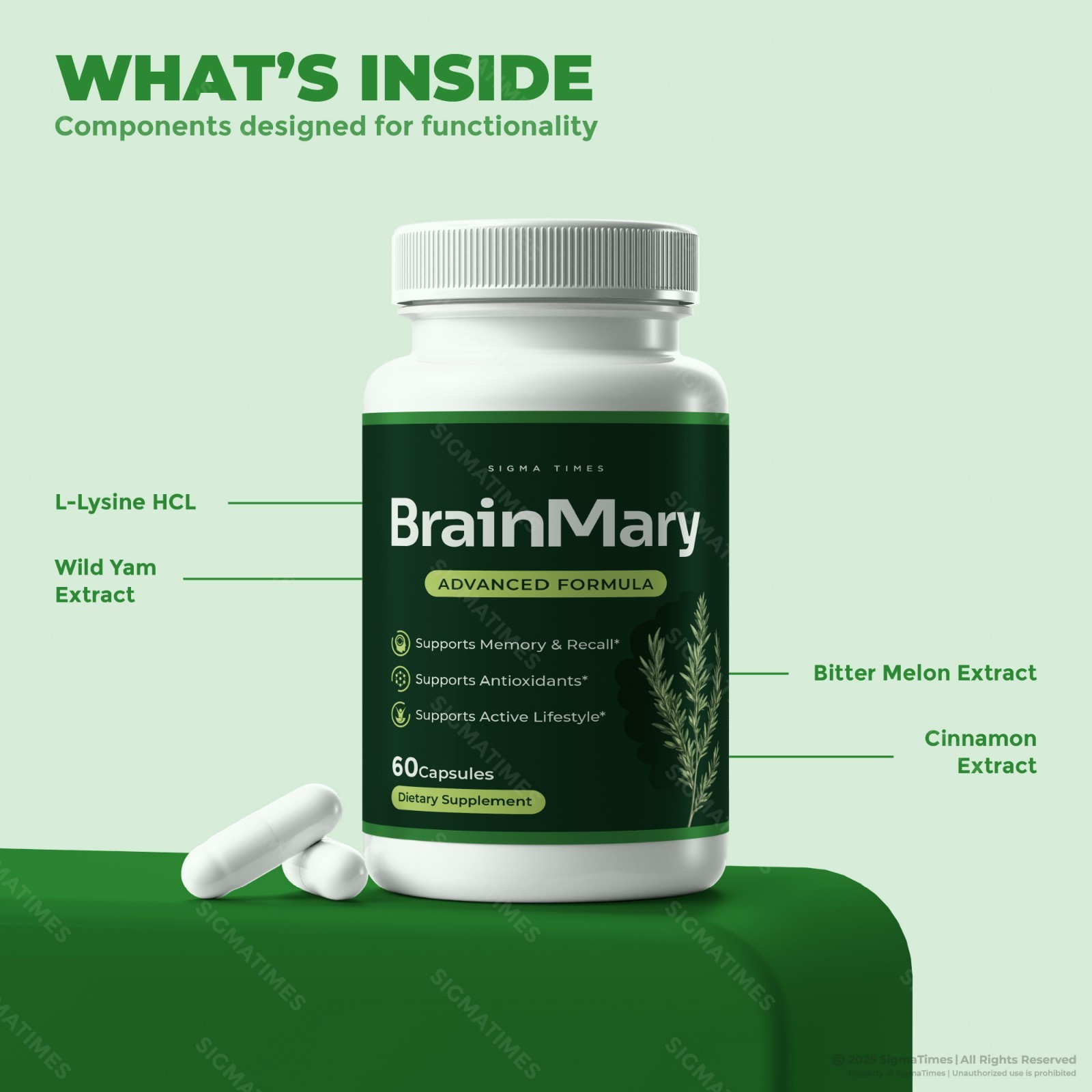 BrainMary Capsules, Brain Mary Supplement, Memory Support Formula – 3 Pack