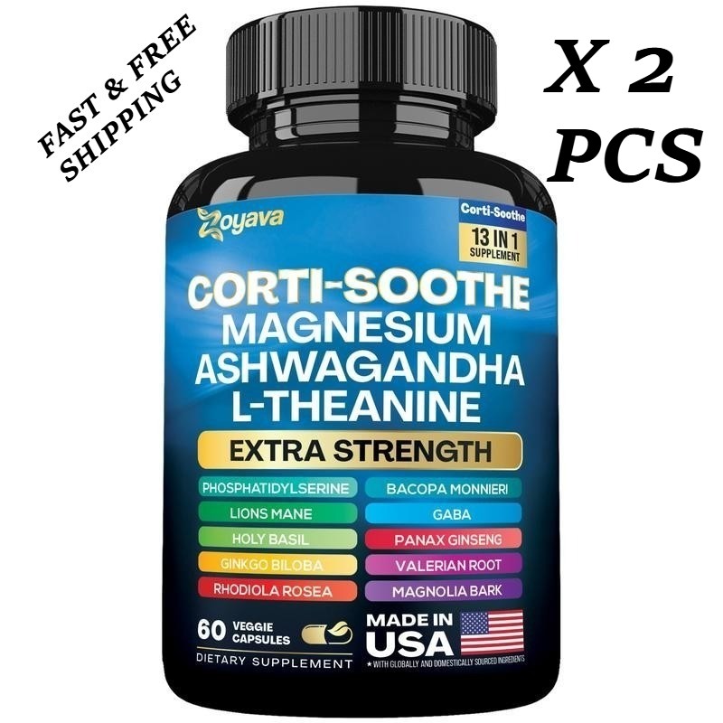 Zoyava Corti-Soothe Magnesium,Ashwagandha,L-Theanine – Supports Cortisol Balance
