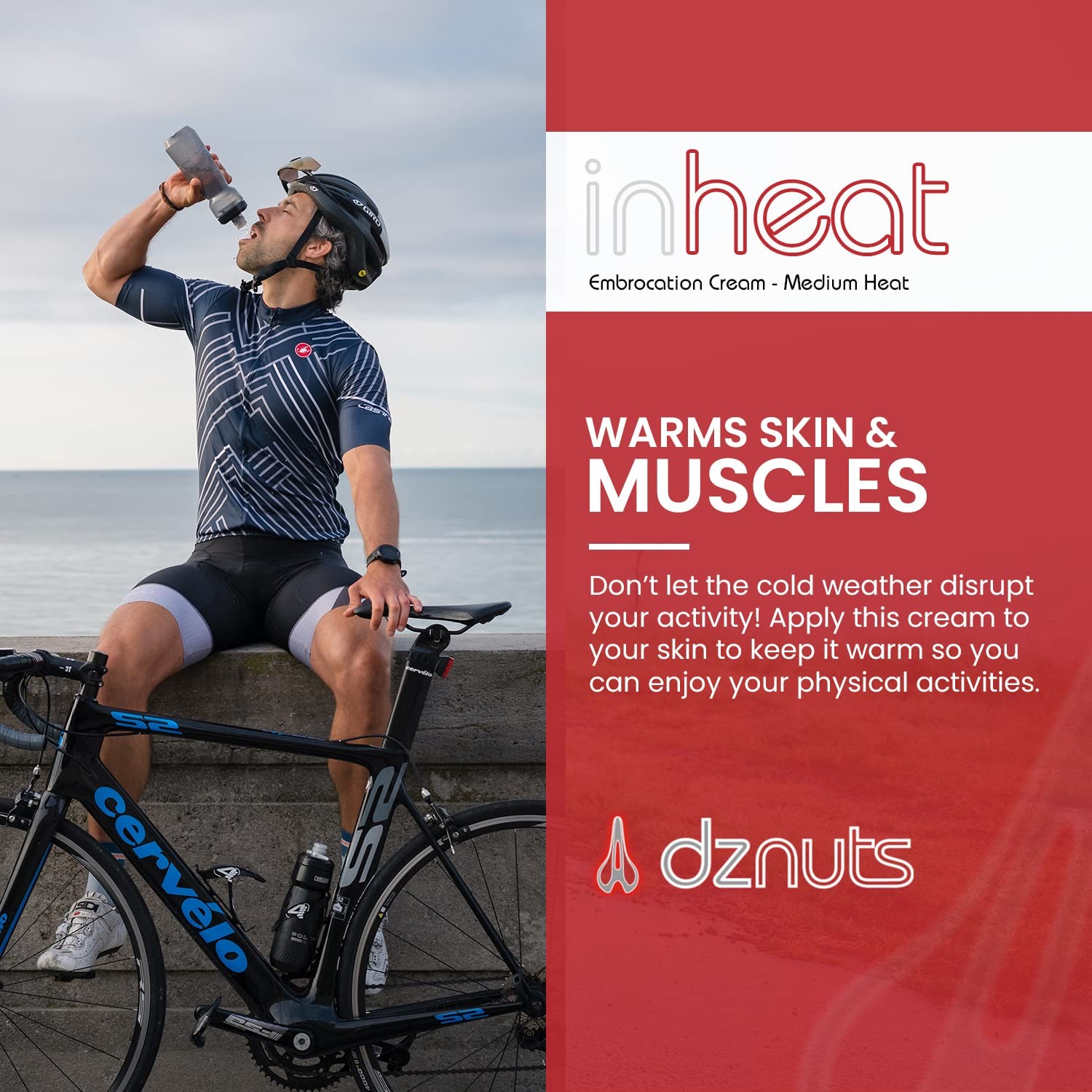 dznuts – InHeat Embrocation Cream – Anti-Grime 6.7 fl oz, Medium Heat