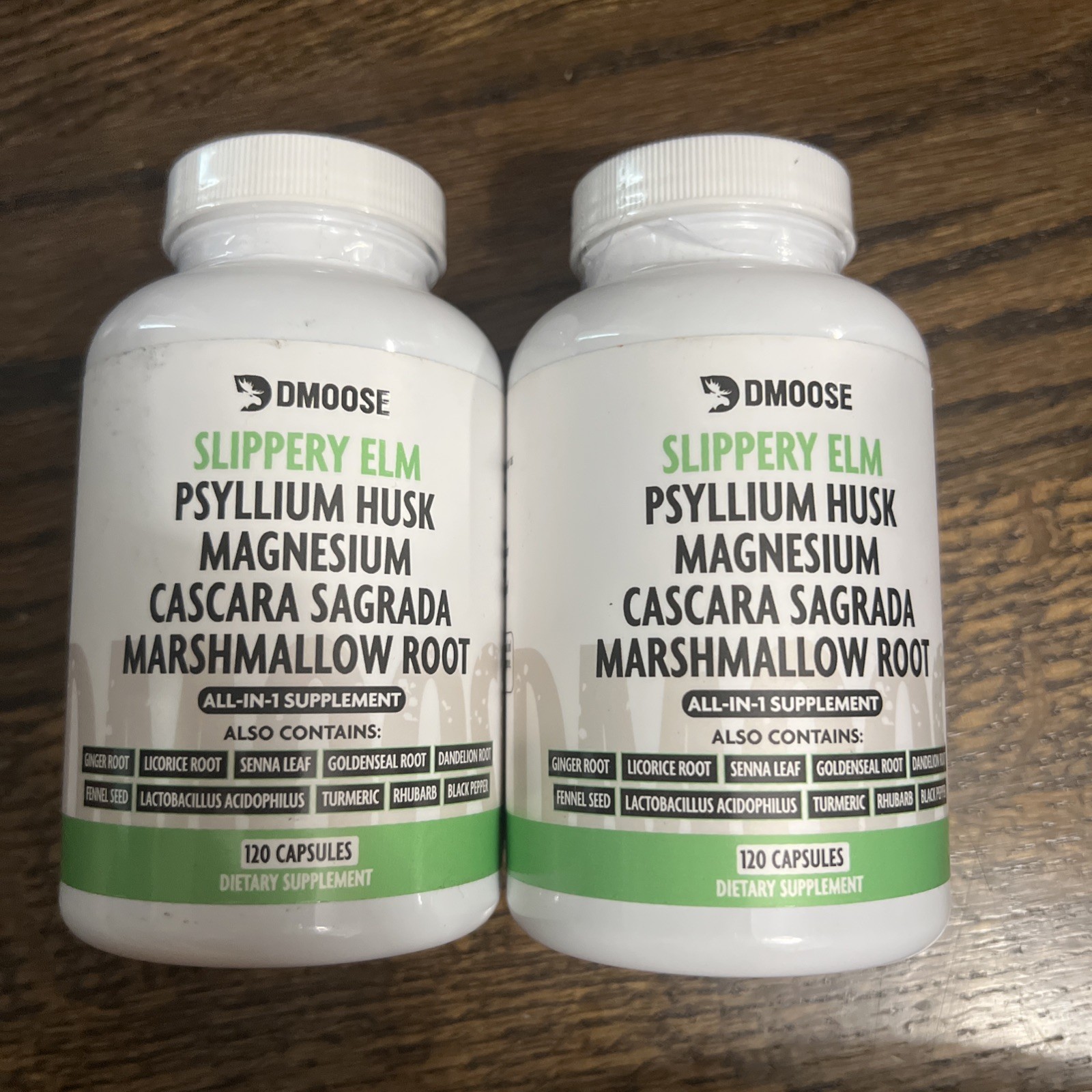 DMoose Slippery Elm Complex – All-in-One Supplement for Gut Wellness, 120 ct 2pk
